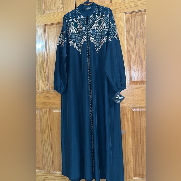 Women’s Plus Size Abaya in Green Gold Middle Eastern Dress Size 5 US 24W 4X NEW - Picture 3 of 10